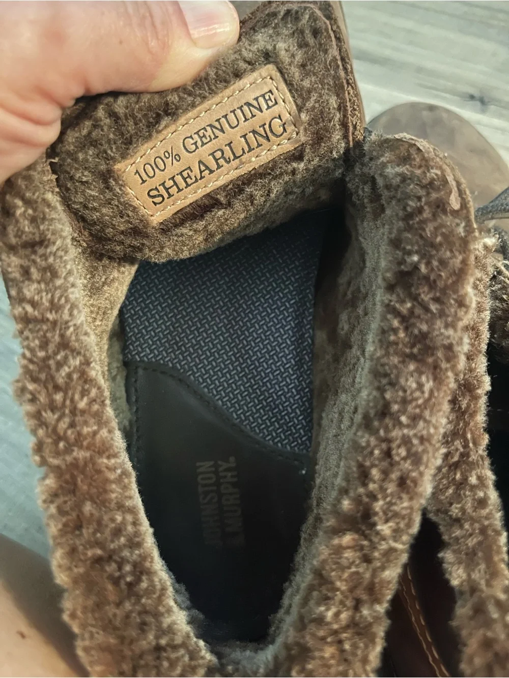 Johnston & Murphy Men's Brown Lace-Up Sherpa Chukka Boots